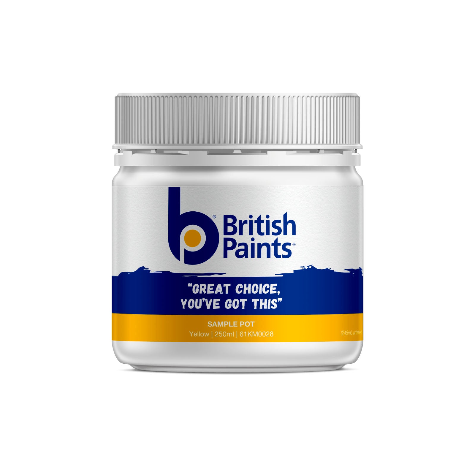 British Paints Yellow Sample Pot 250ml - Tintable, Interior Colour Tester