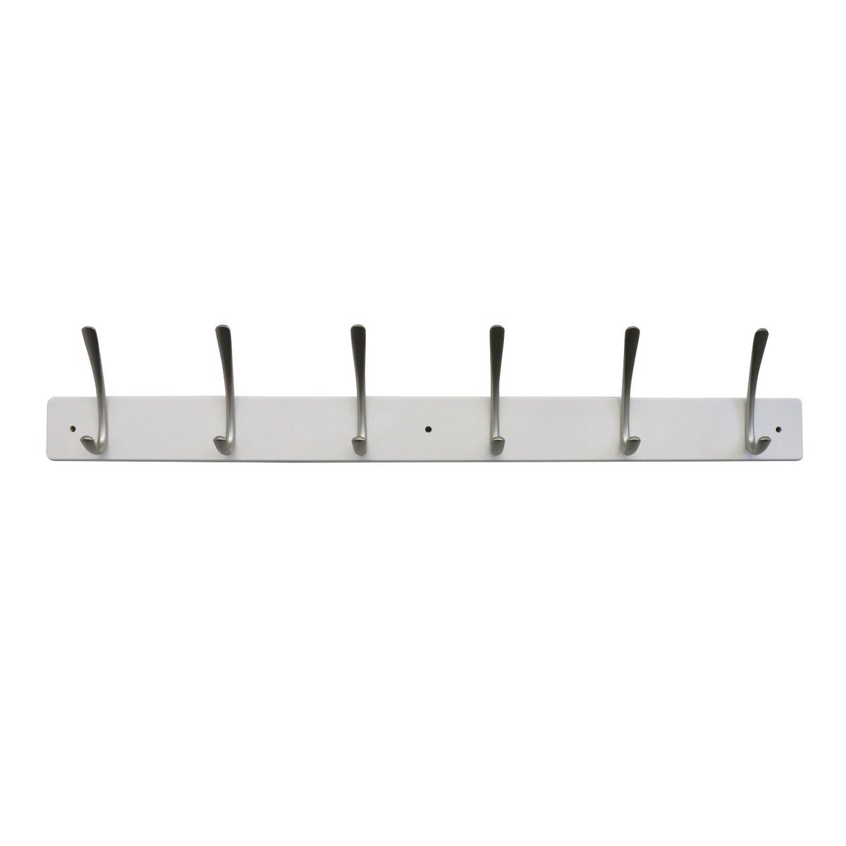 Adoored 6 Double Hook White Board Deco Hook Rack MDF - Satin Chrome