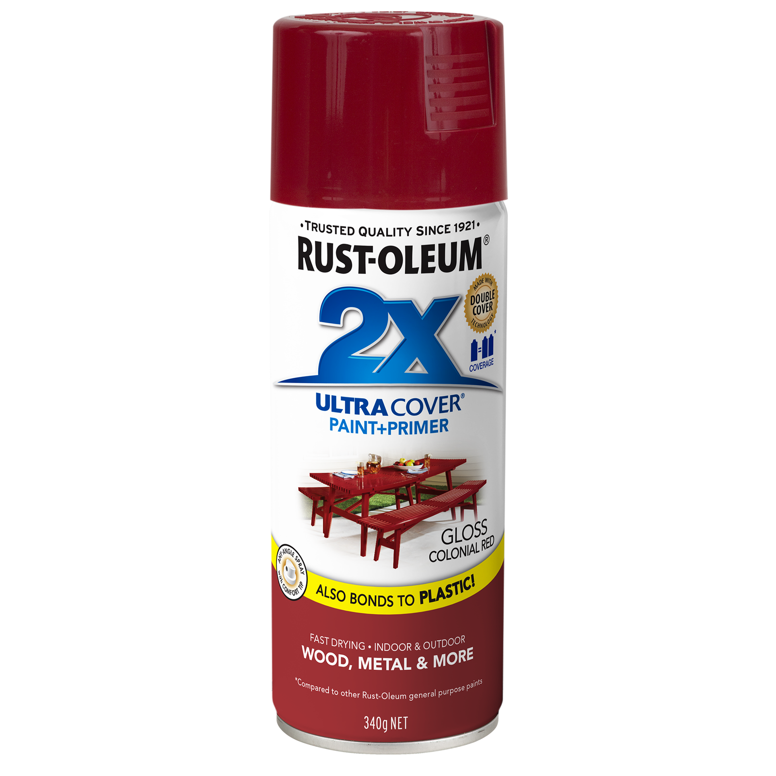 Rust-Oleum 2X Ultra Cover Gloss Colonial Red Spray Paint 340g Paint & Primer In One
