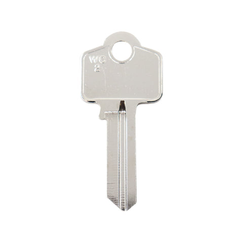 EHI WO2-WC2 53mm Silver Blank Key, Nickel Plated Brass
