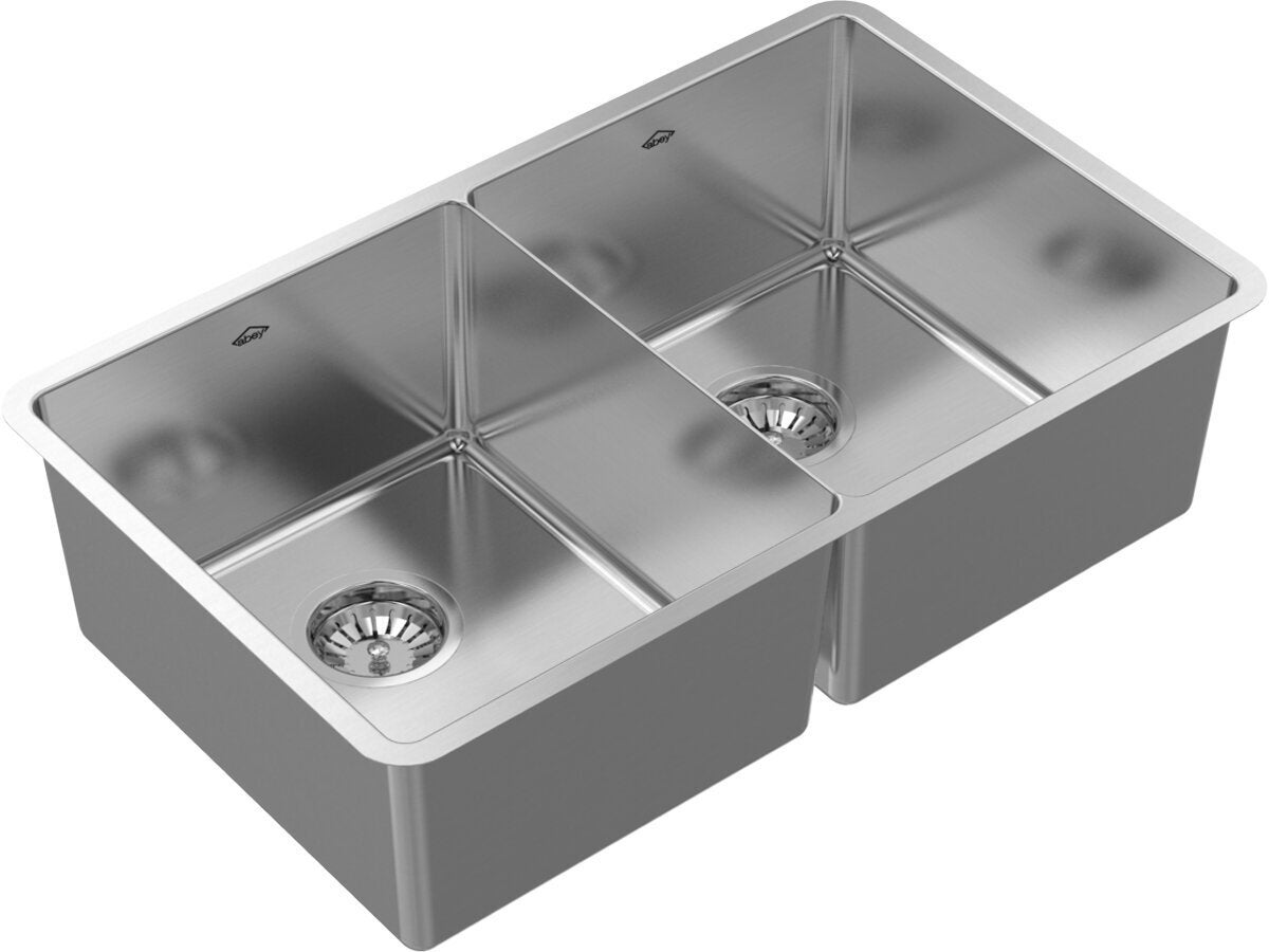Abey Lucia Double Bowl Sink - SUS304 Stainless Steel - Satin Mirror Finish - 25 Year Warranty - LUA200