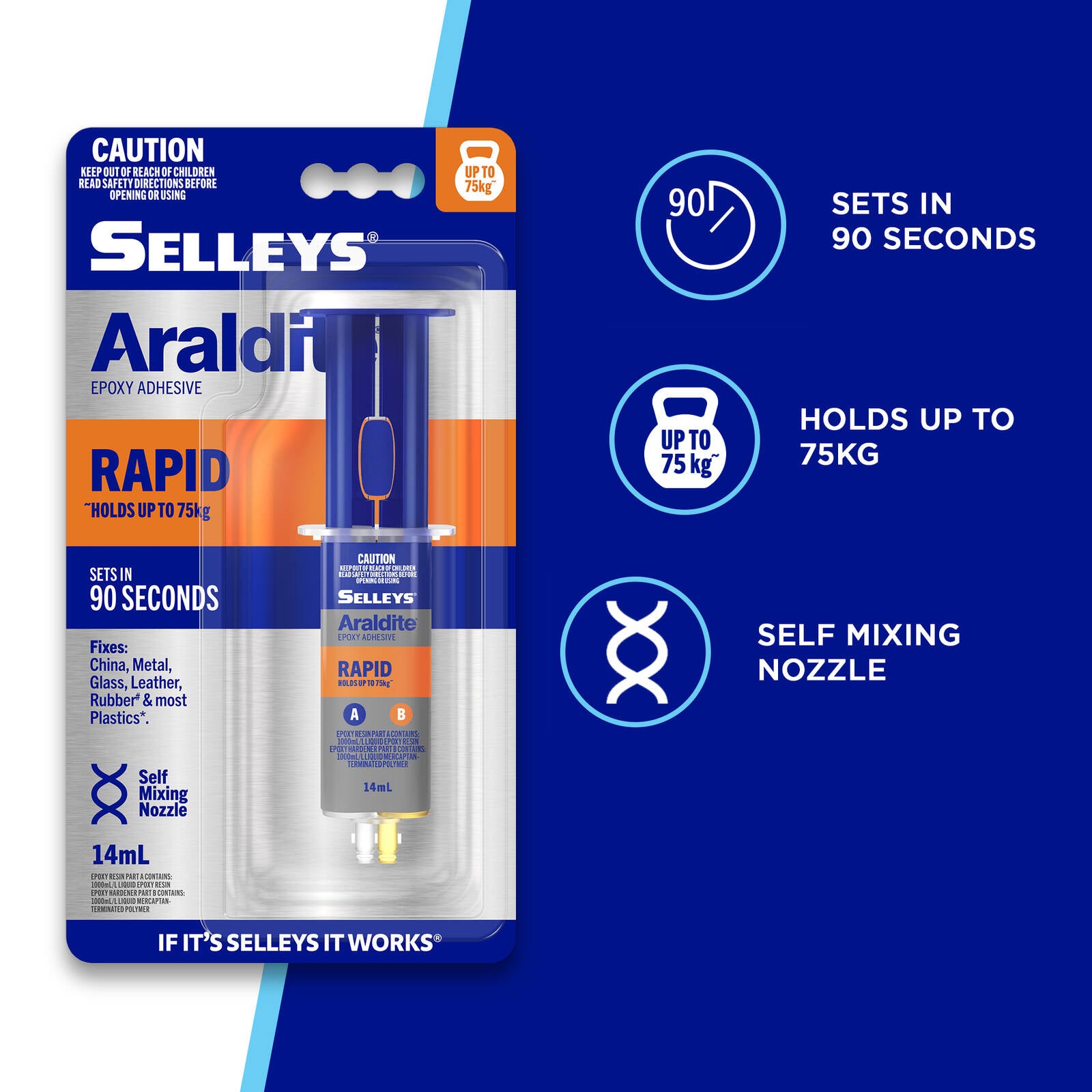 Selleys Araldite Rapid Fast-Setting Epoxy Adhesive Clear 14ml
