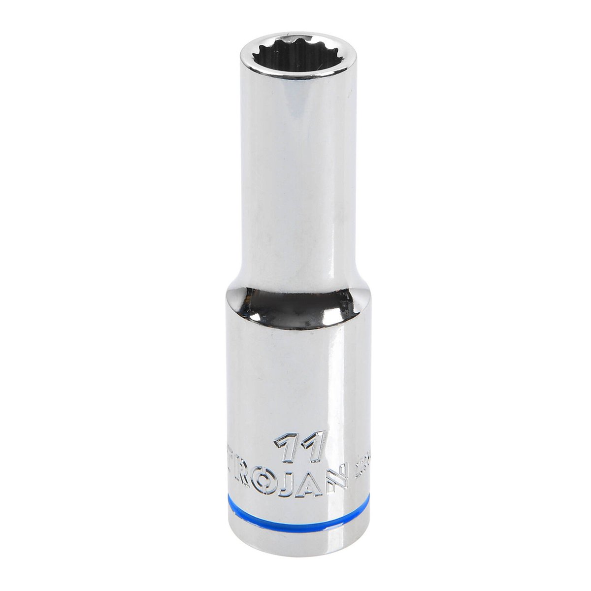 Trojan 11mm Deep Socket 1/2" Drive - Polished Chrome Vanadium - 12 Point - SuperSaverAU - view 1