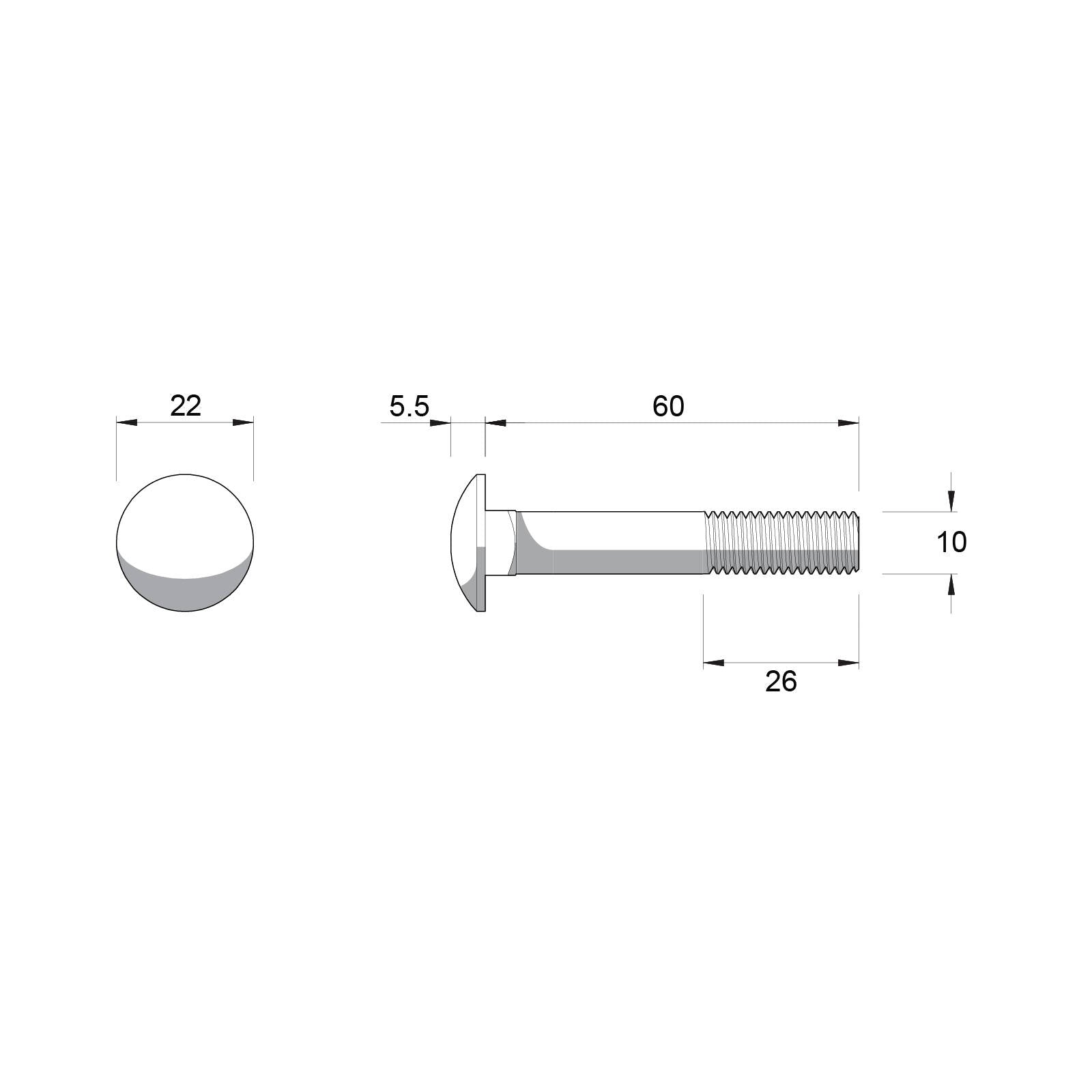 Zenith M10 x 60mm Hot Dipped Galvanised Cup Head Bolt and Nut - 4.6 Grade Steel, Each