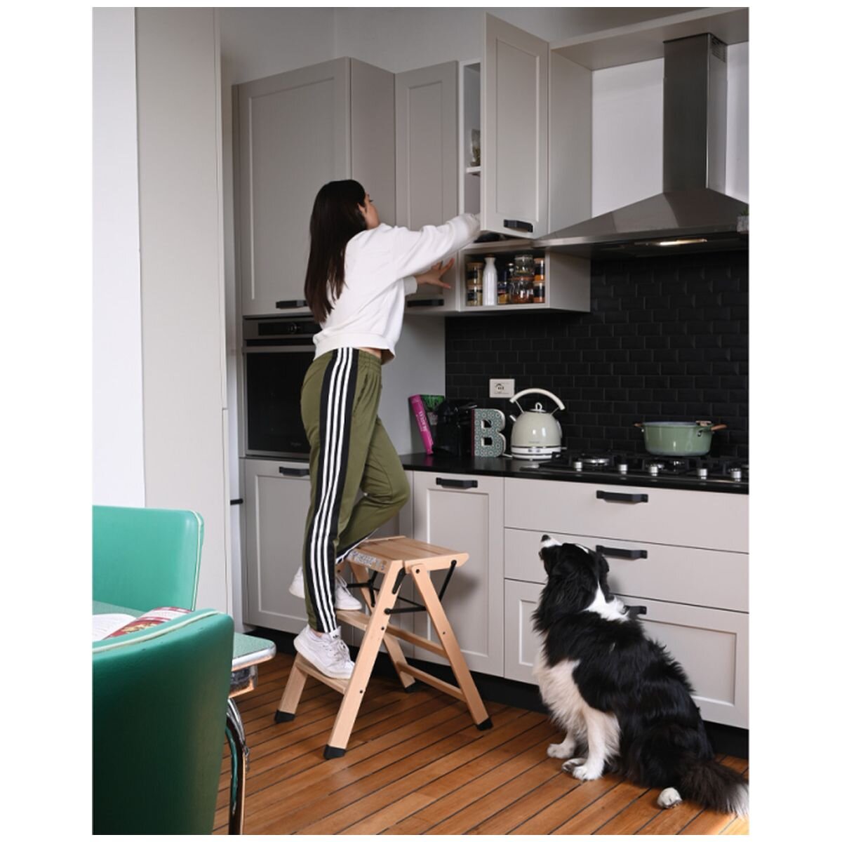 Foppapedretti Tialzo Step Ladder - Natural Solid Beechwood - 150kg Maximum Load - F9900348103