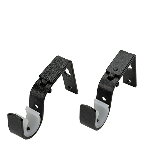 Pillar Products 16/25mm Black Powdercoated Steel Adjustable Universal Curtain Brackets, 1 Pair