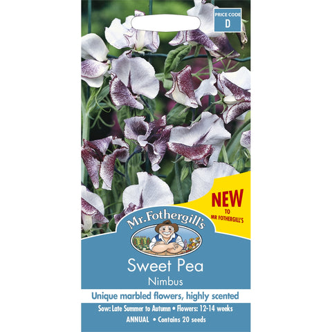 Mr Fothergill's Sweet Pea Nimbus Flower Seeds, Scented Marbled Blooms
