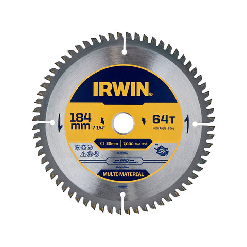 IRWIN 184mm 64T Marathon Pro Multi Material Circular Saw Blade - 16mm Bush