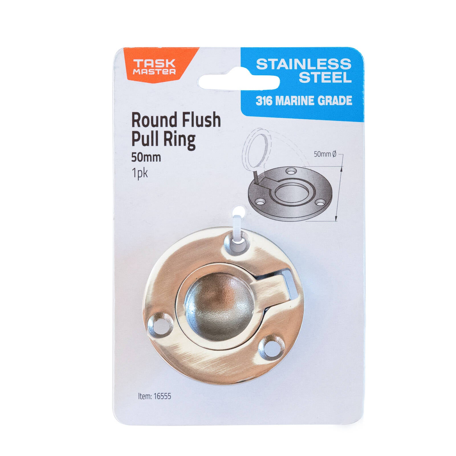 Taskmaster 50mm 316 Stainless Steel Round Flush Pull Ring