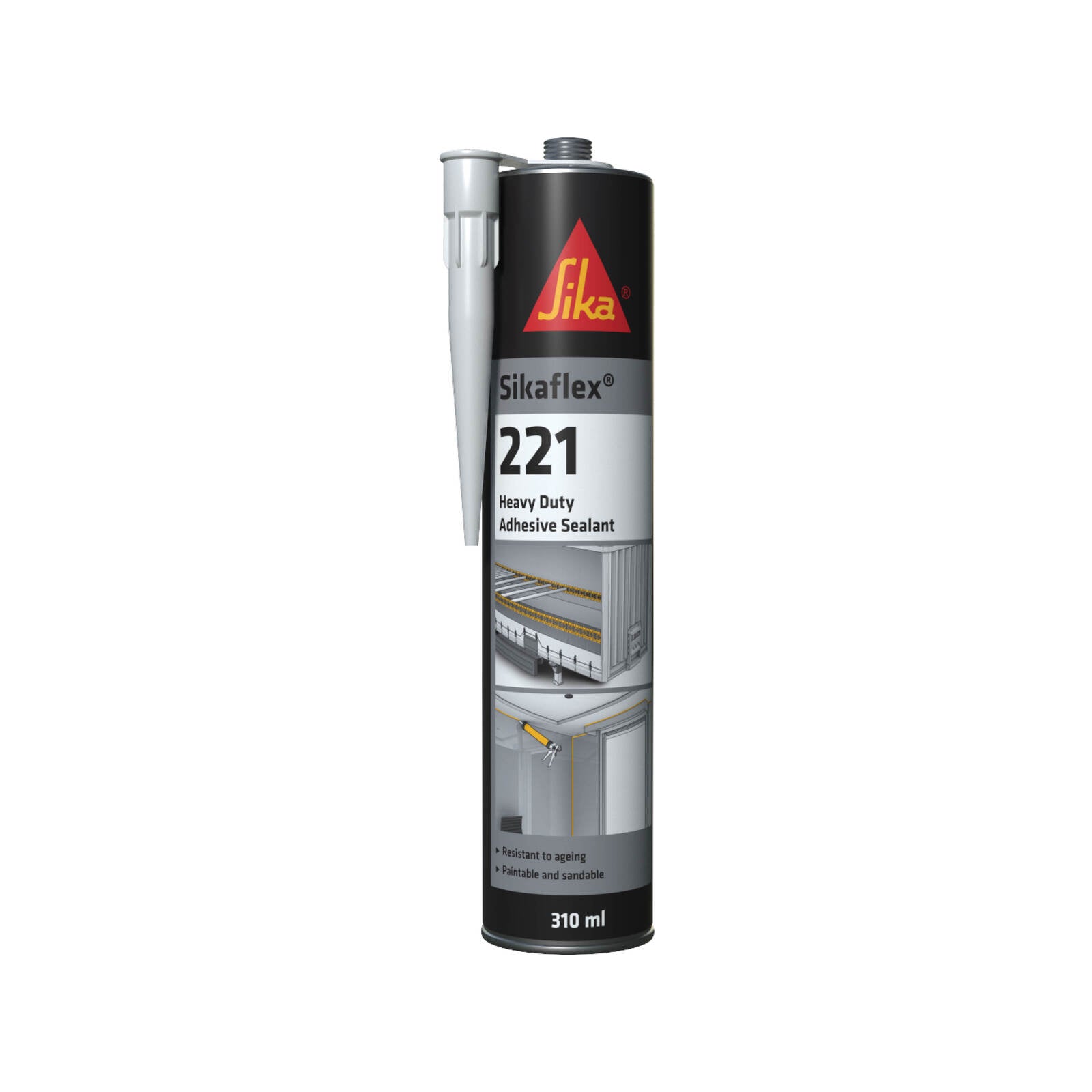 Sika 310ml Black Sikaflex-221 Multi-Purpose Adhesive Sealant, Polyurethane
