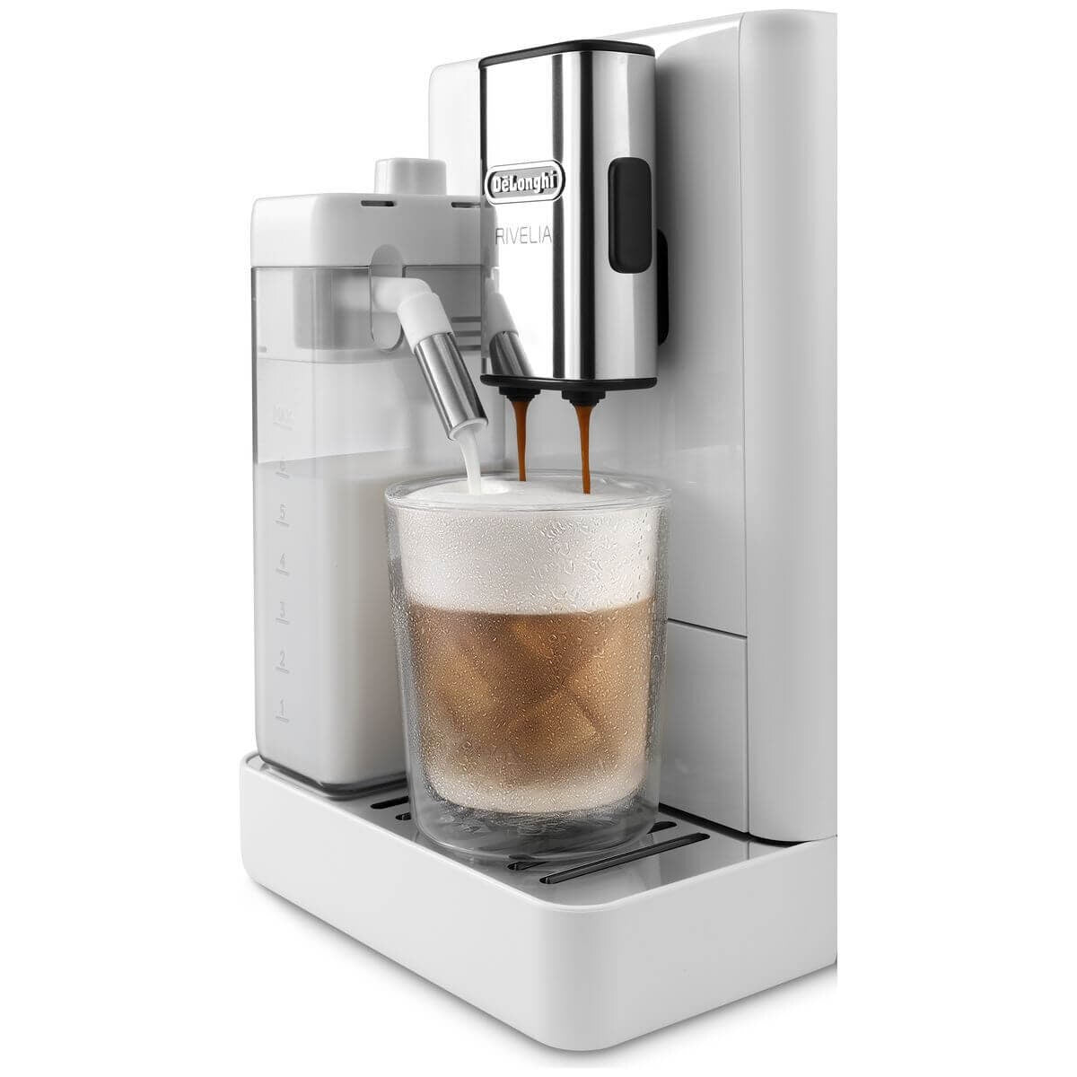 DeLonghi Rivelia fully automatic coffee machine - arctic white, 22 recipes, cool carafe - EXAM44057W