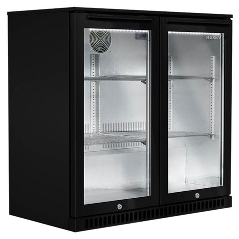 Husky Double Door Outdoor Beverage Fridge - Black, Mullion Heater, Lockable - ALF-C2-BLK-840EL