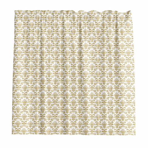 Barelli Fleur-De-Lis Gold Metallic PEVA Shower Curtain 180 x 180cm 12 Rings