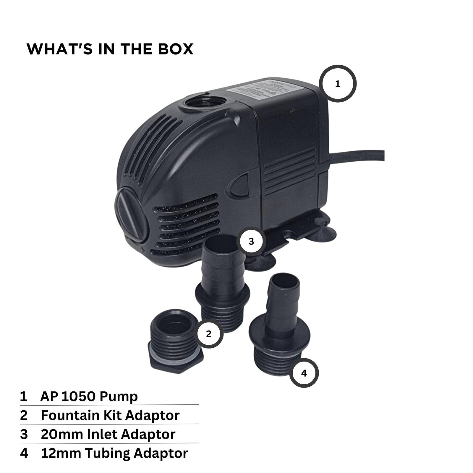 Aquapro AP1050 Water Feature Pump 24W Submersible Indoor & Outdoor, Adjustable Flow