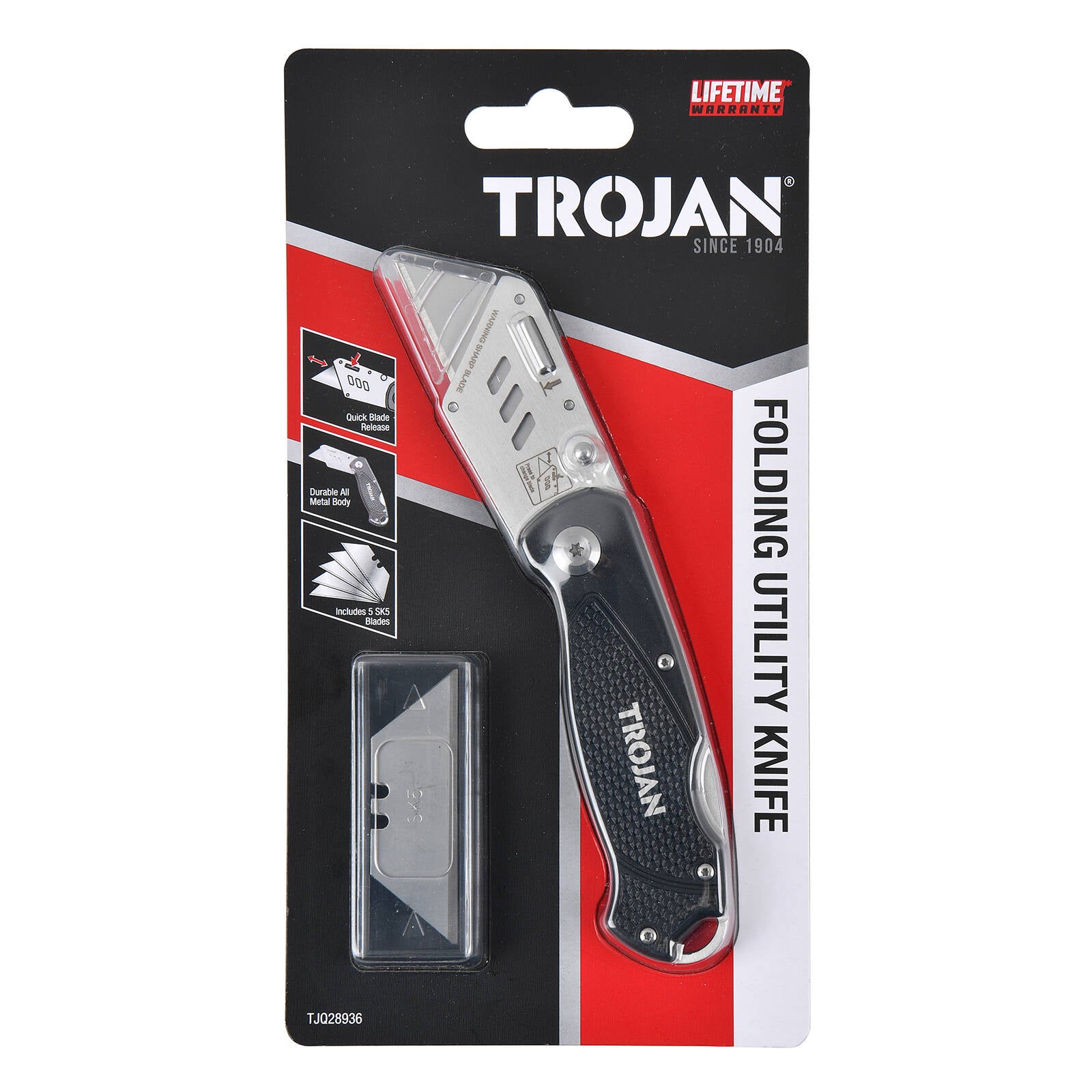 Trojan Folding Utility Knife with Lockable Blade Storage