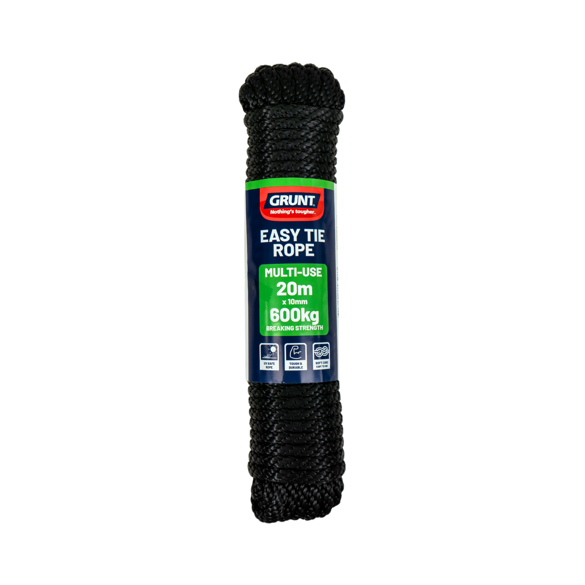 Grunt 10mm x 20m Black Easy Tie Rope - Polypropylene - Durable Use - SuperSaverAU - view 1