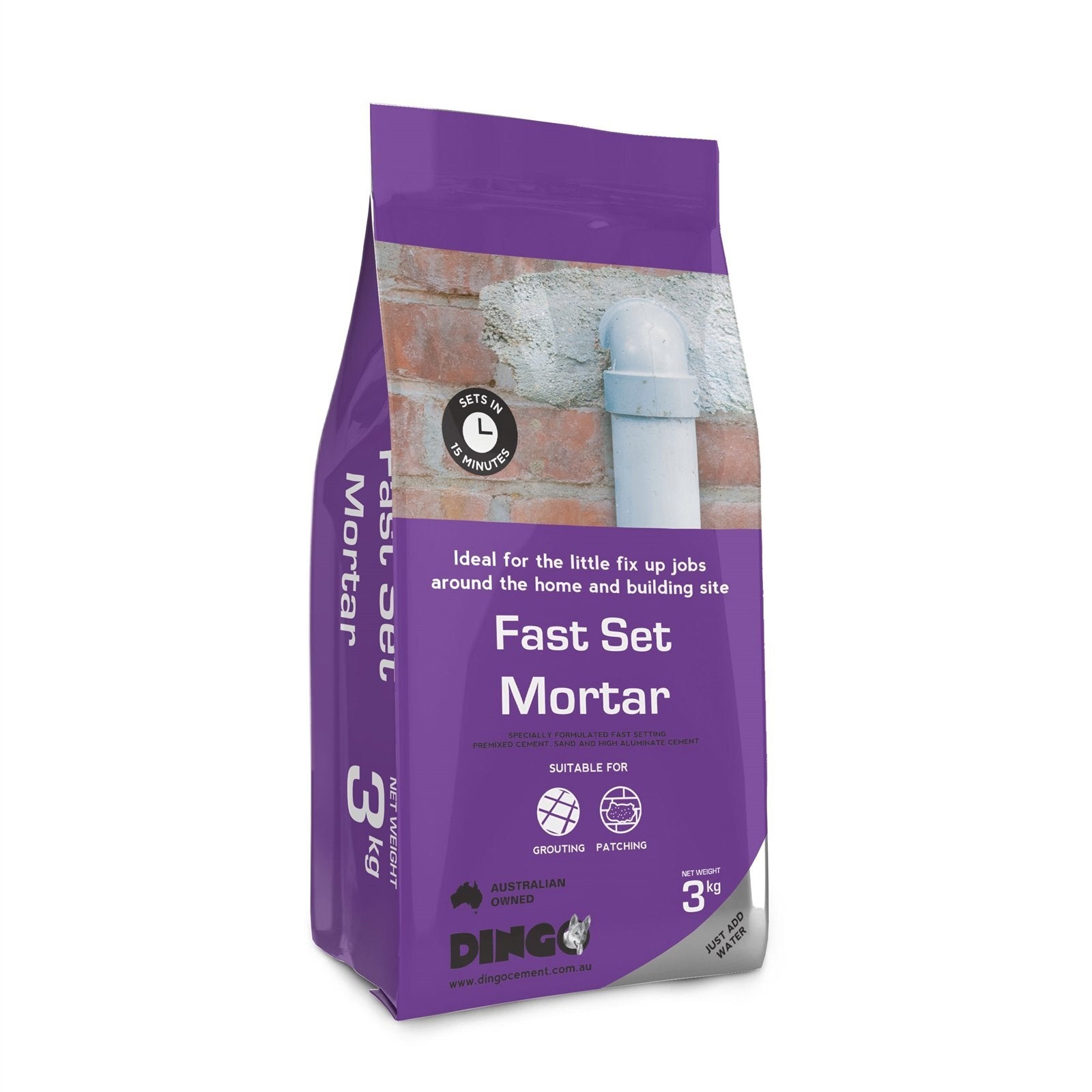 Dingo Fast Set Mortar 3kg Pre-Mixed Rapid Masonry Repair Mix
