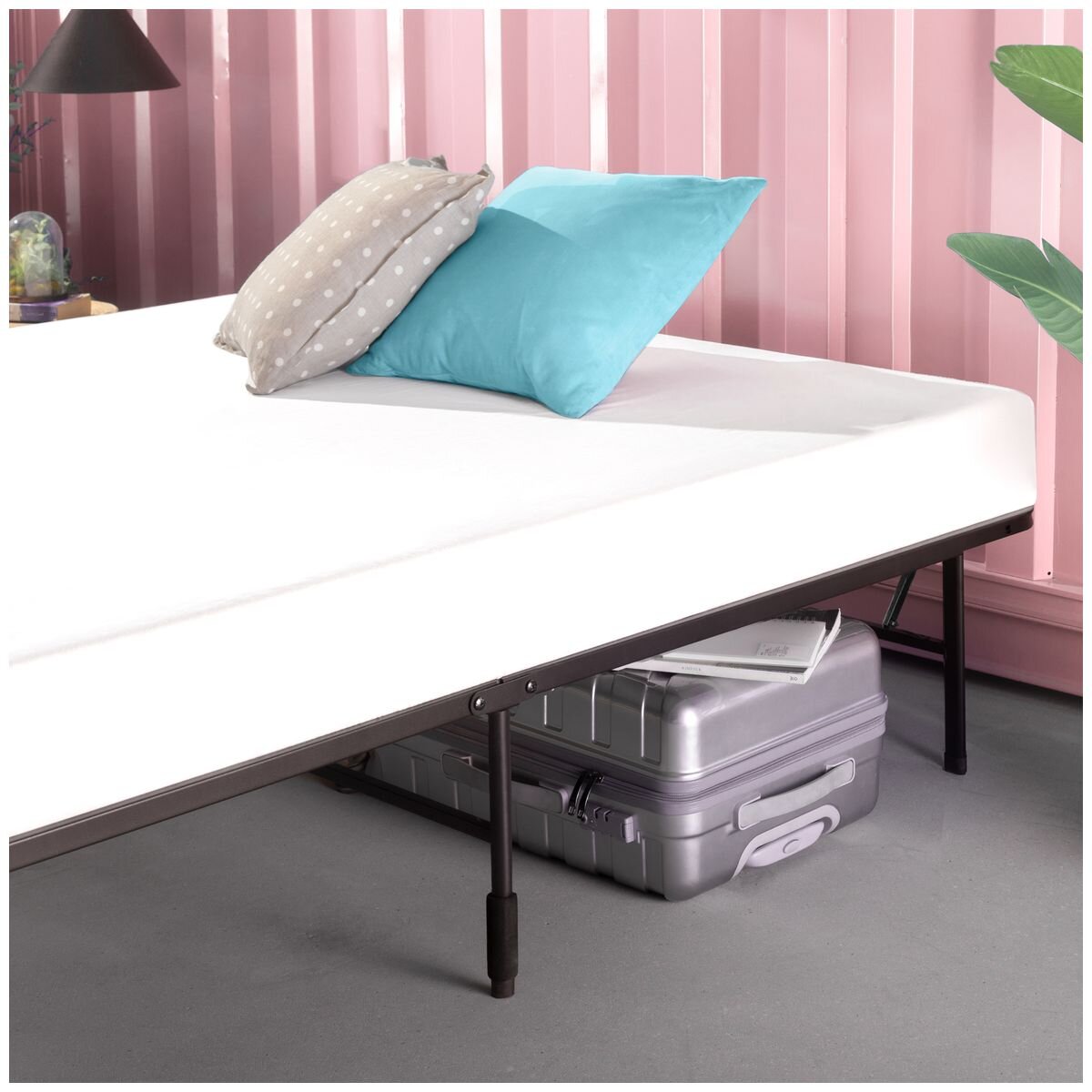 Zinus Smartbase Folding Bed Frame King - Black Steel, 33cm Under-Bed Clearance - AU-SBBK-14K