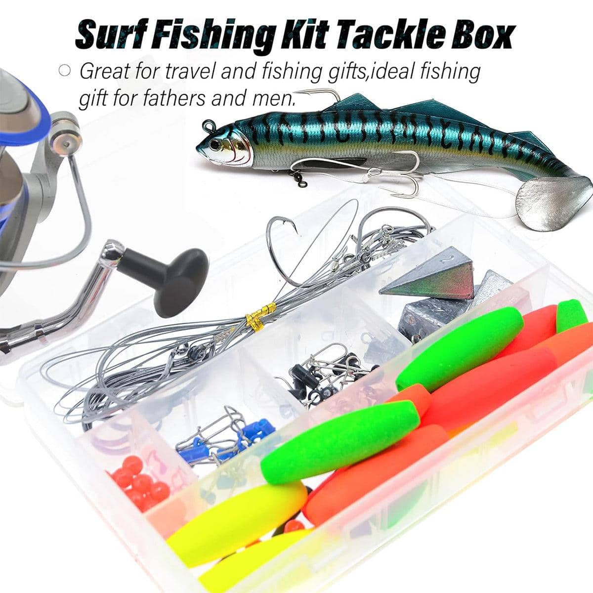 78 Piece Fishing Gear Set with Hooks, Lures and Sinkers for Surf Fishing - view 5