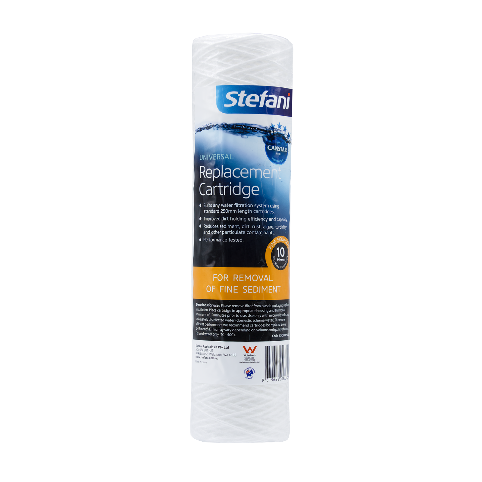 Stefani 250mm 10 Micron Fine Sediment Universal Replacement Cartridge