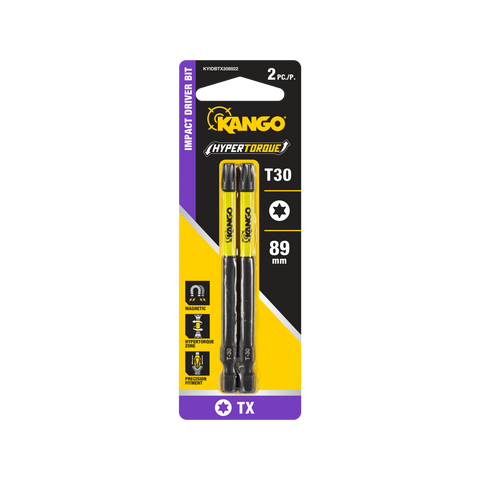 Kango HyperTorque TX30 89mm Impact Driver Bit - 2 Pack, Magnetic Tip