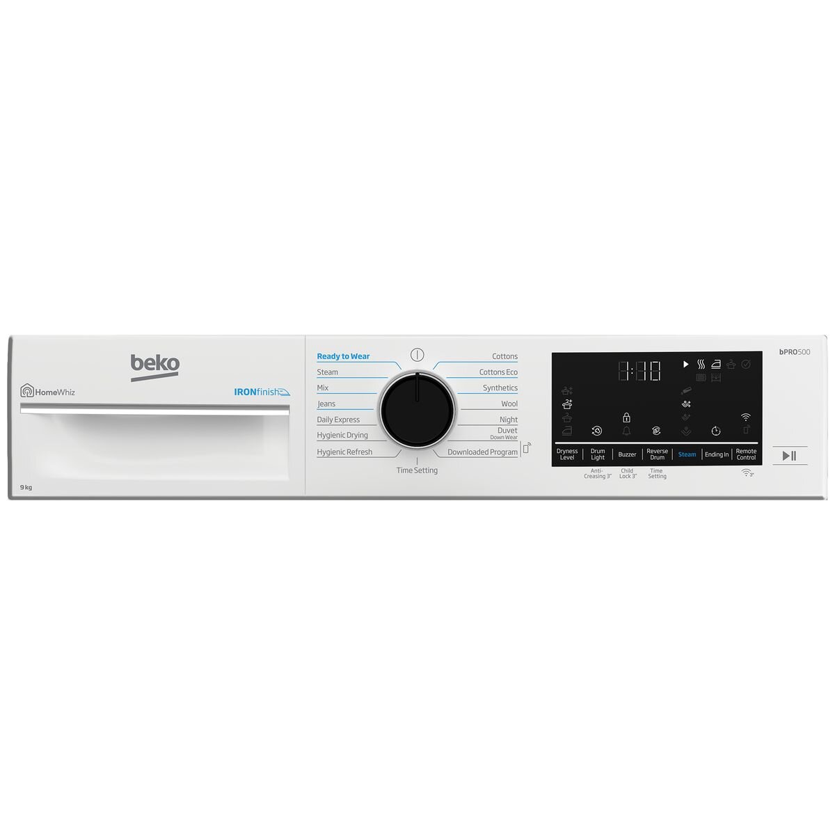 Beko 9kg Heat Pump Dryer in White - Steam Refresh, HomeWhiz Wi-Fi App, 9 Star Rating - BDPB903SW