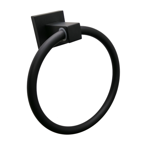 Barelli Black Matte Piazza Coated Zinc Alloy Single Towel Ring