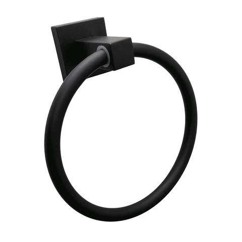 Barelli Black Matte Piazza Coated Zinc Alloy Single Towel Ring