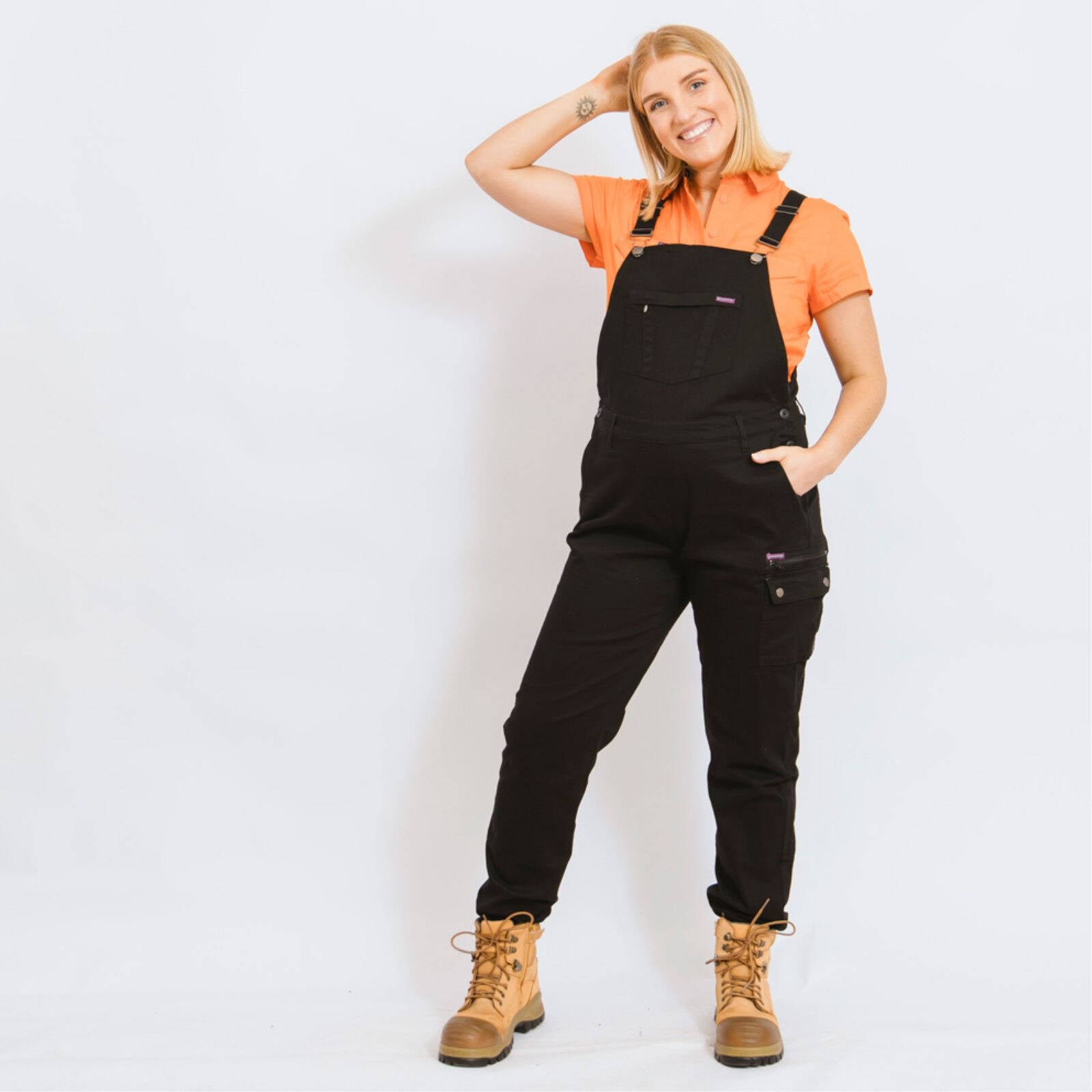 Green Hip All Women Overalls Black Size 12 Cotton Stretch Adjustable Straps UPF 50+