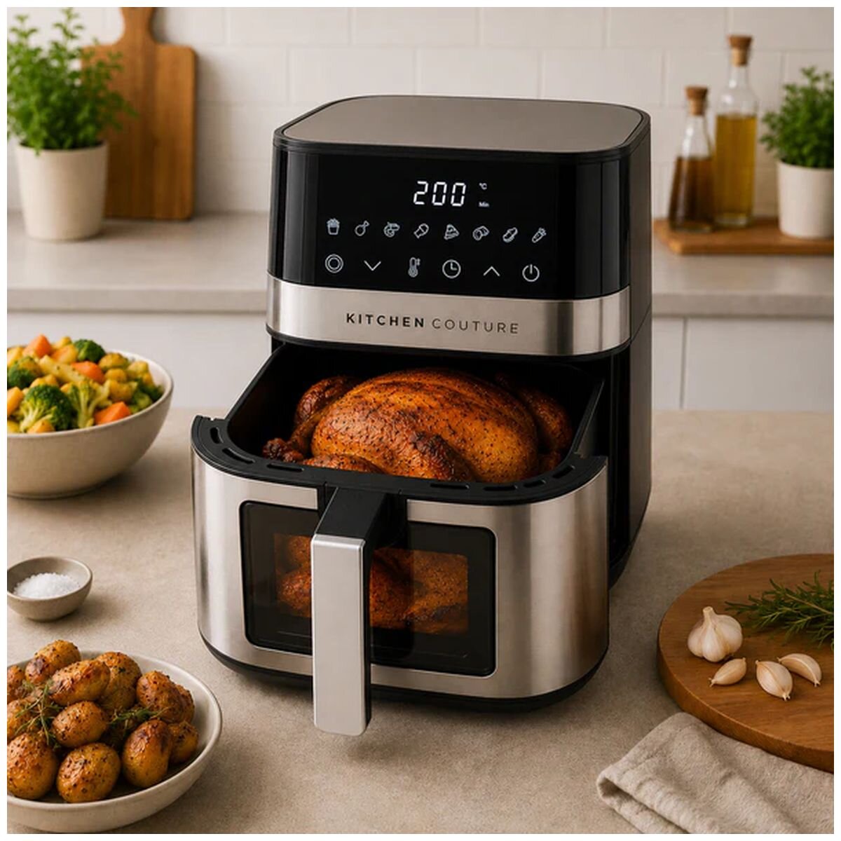 Kitchen Couture Clear View Digital Air Fryer 5.5L - Ceramic Basket, 8 Presets, 1600W - 10005843