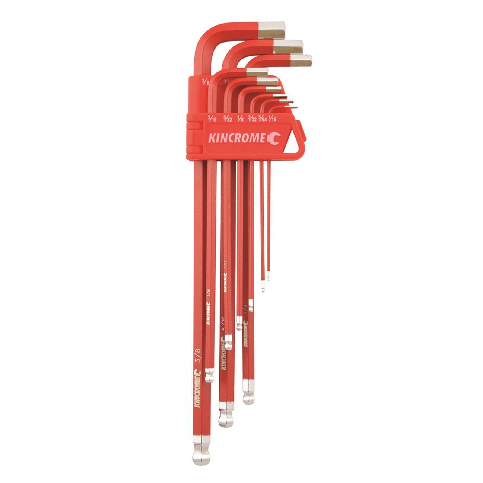 Kincrome 9 Piece Imperial Ball Point Hex Key Set, Cr-V S2 Steel with Case