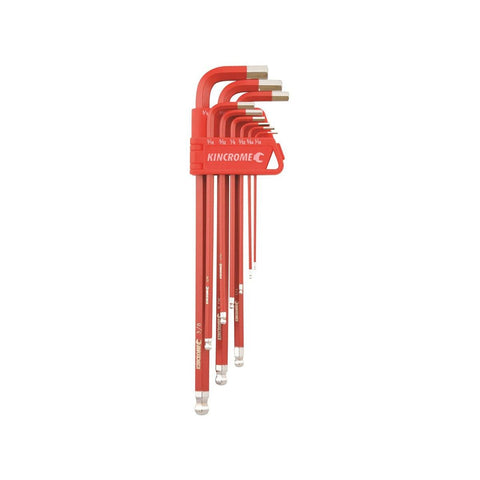 Kincrome 9 Piece Imperial Ball Point Hex Key Set, Cr-V S2 Steel with Case