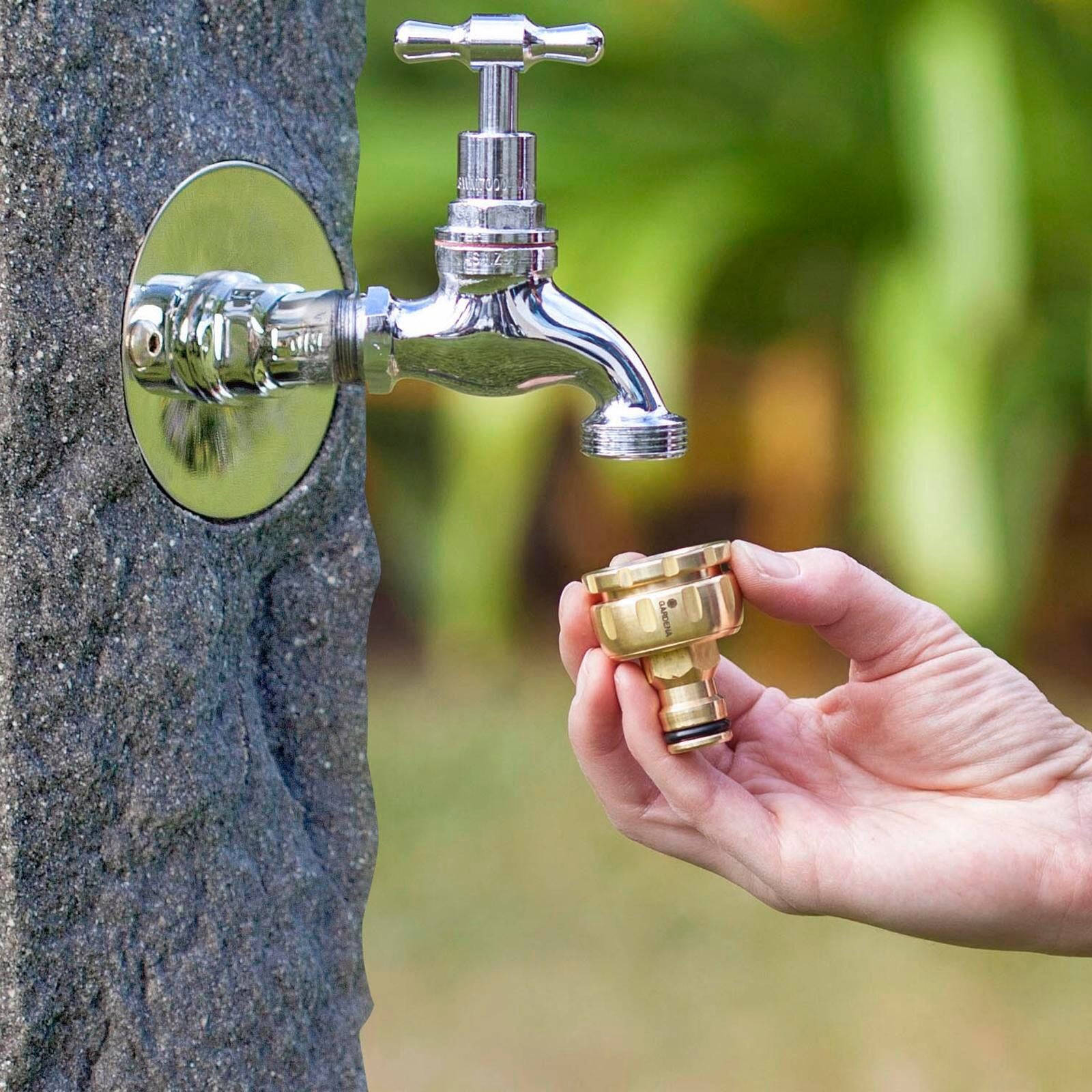GARDENA 13mm Solid Brass Universal Tap Nut Adaptor, Outdoor