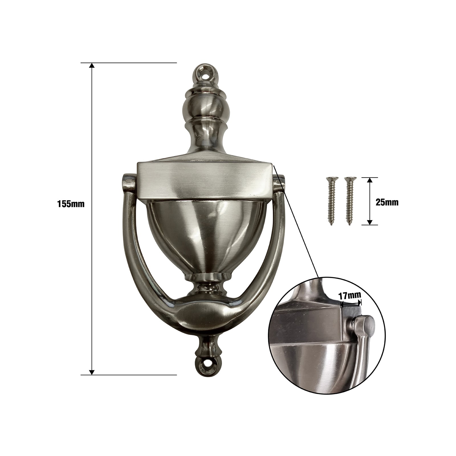Adoored Satin Nickel 155mm Steel Door Knocker