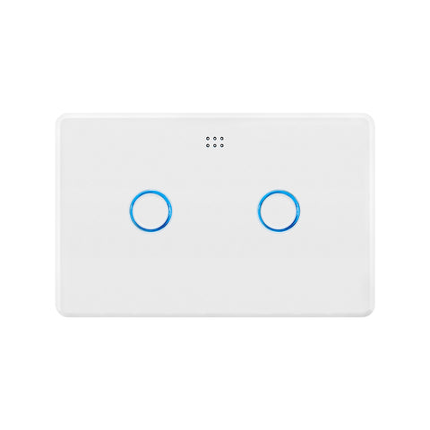 DETA White Gloss Polycarbonate Grid Connect Smart Double Gang Touch Light Switch 6912HA