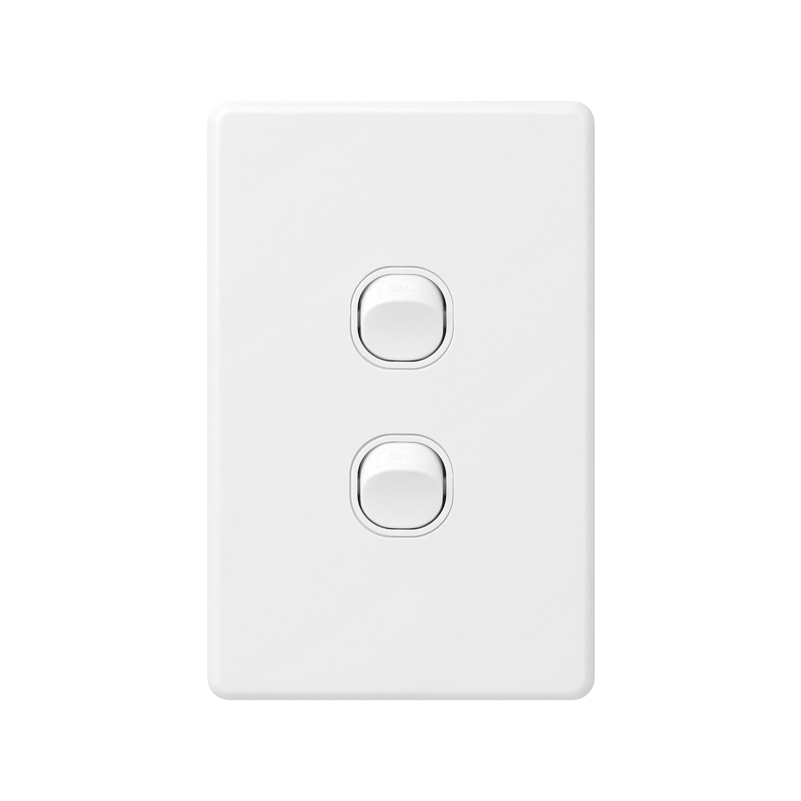 DETA X6 Double Vertical Switch 2 Gang Gloss White Polycarbonate 10A 240V