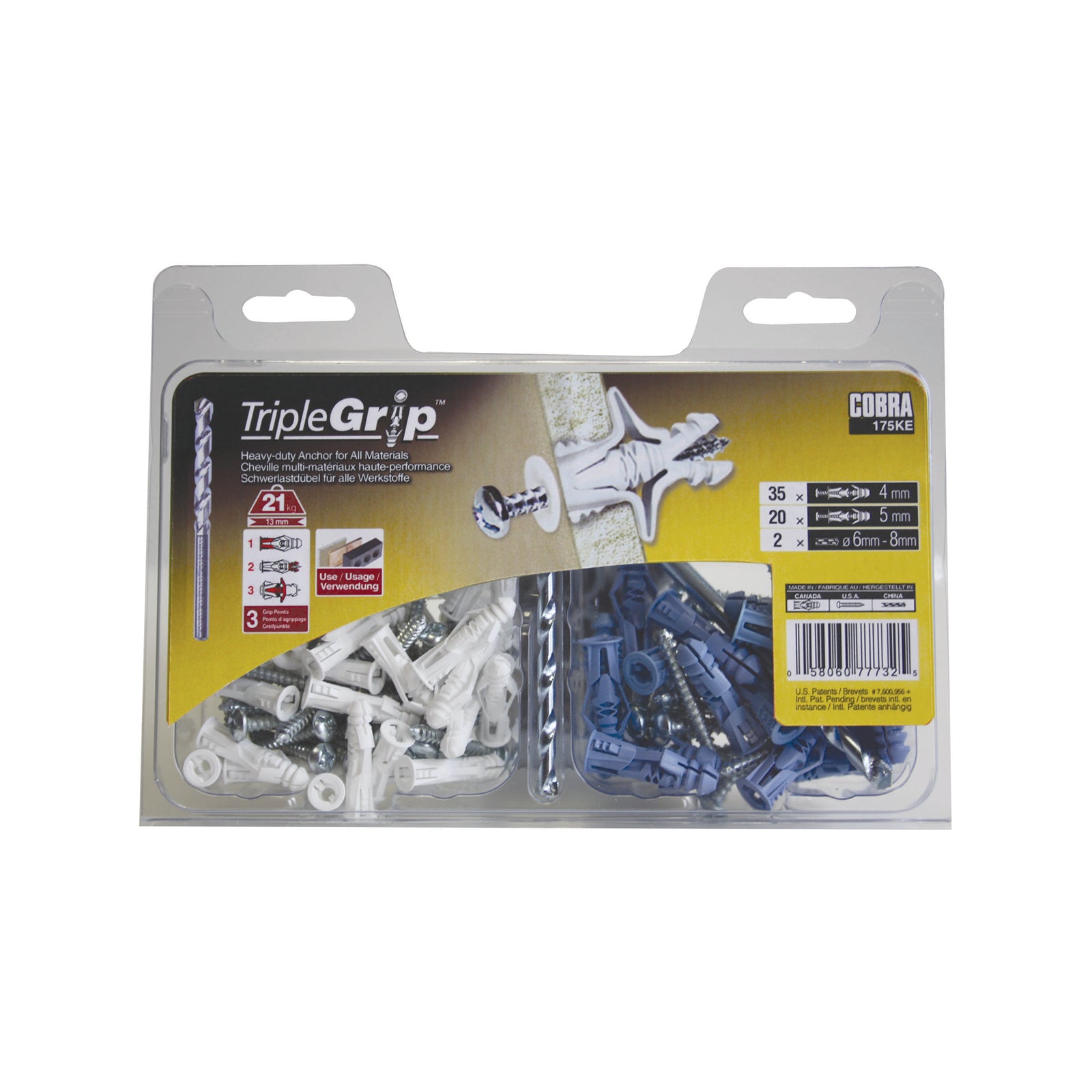 Cobra Assorted Triple Grip Anchor Kit 175KE - 55 Pack