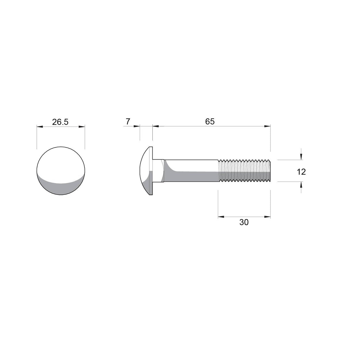 Zenith M12 x 65mm Hot Dip Galvanised Cup Head Bolts Nuts 12 Pack - SuperSaverAU - view 4