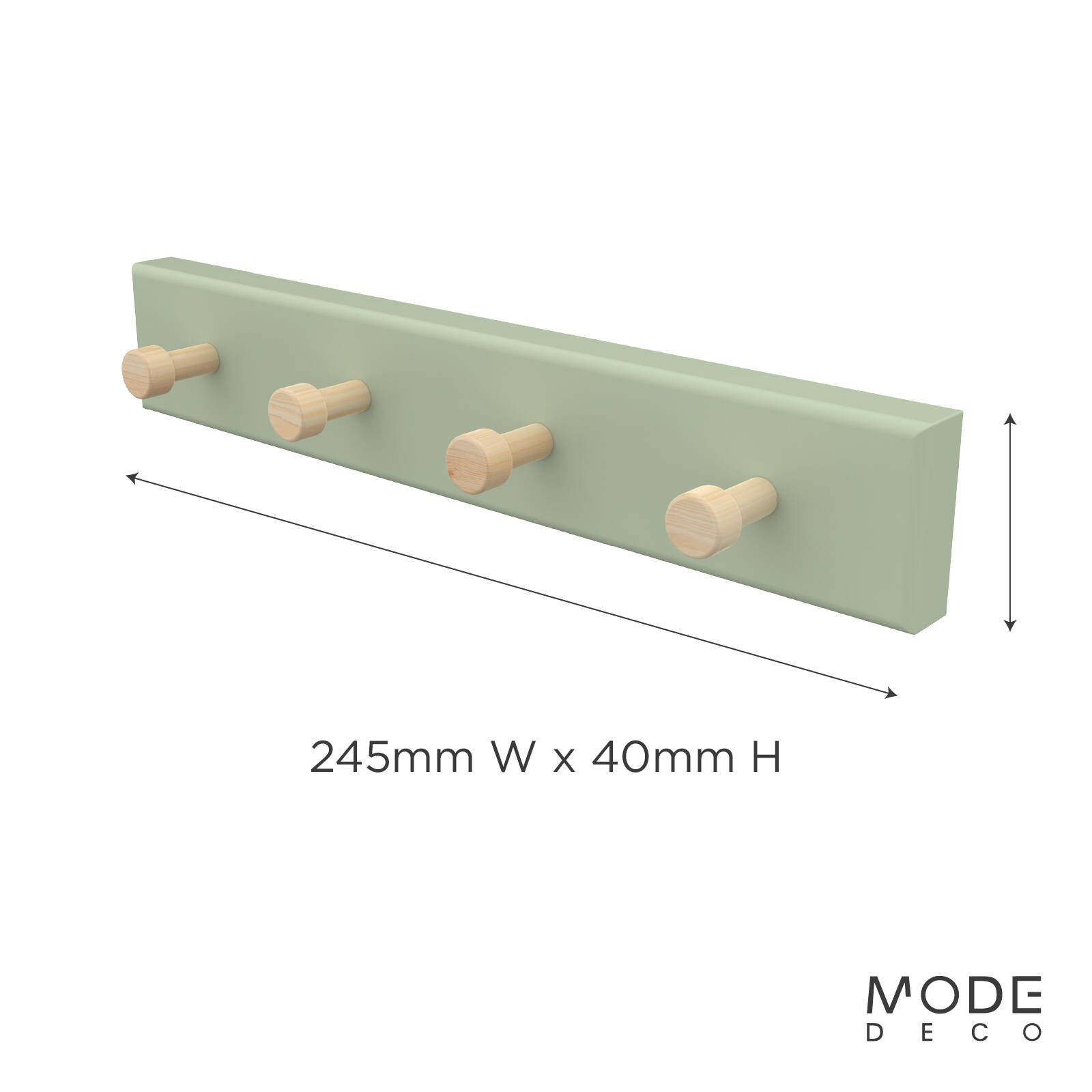 MODE 4 Timber Hooks On Green Board Key Rack 245mm Entryway Key Holder