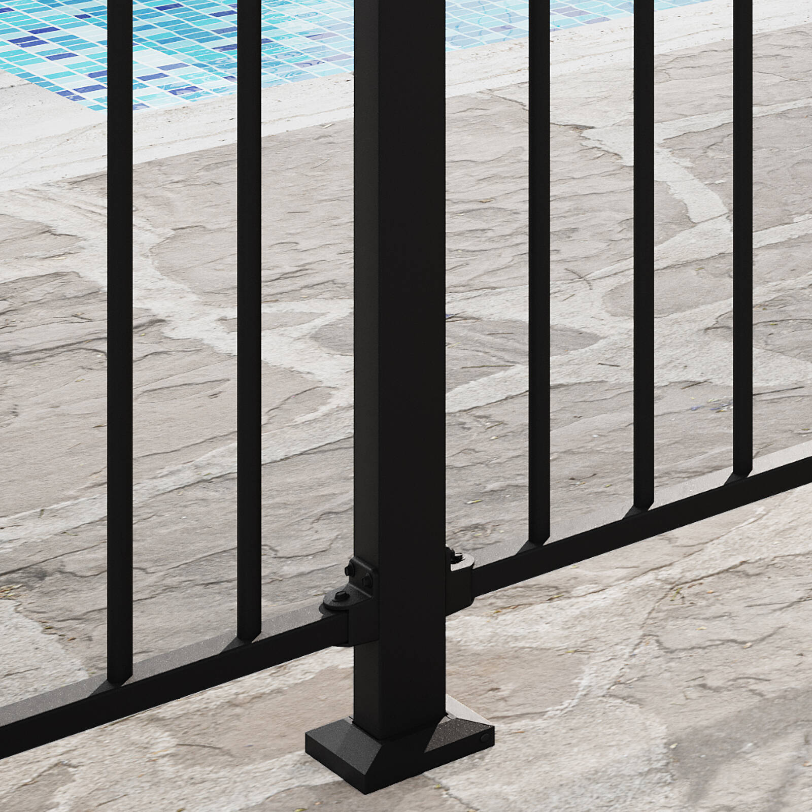 ProtectorAl 38 x 25mm Black Aluminium Pool and Garden Fence Panel Brackets - 4 Pack