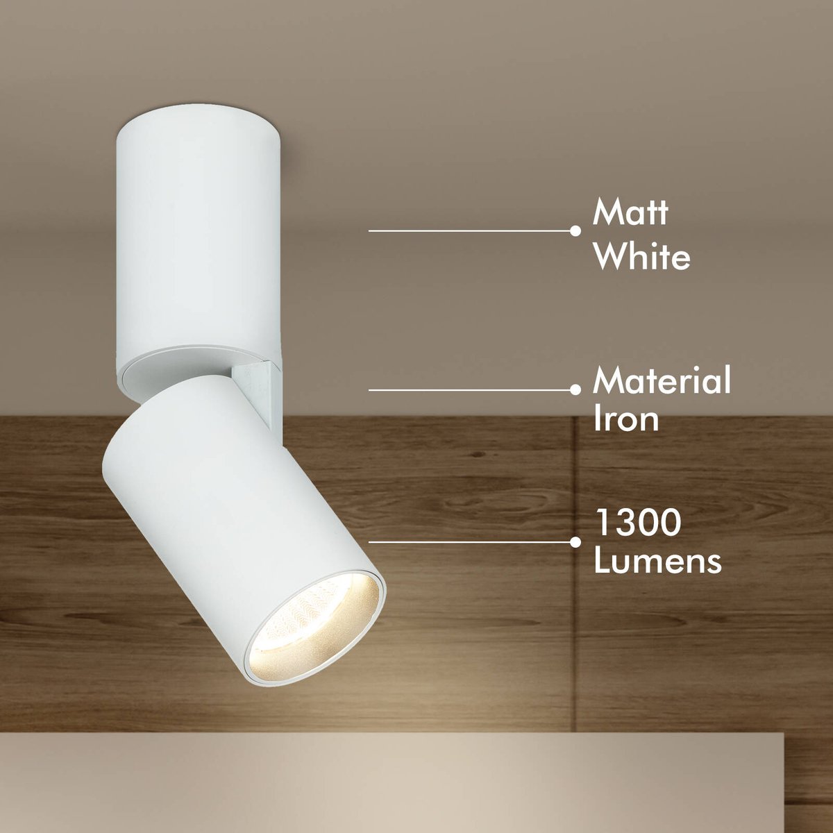 Verve Design Phoebe 15W Adjustable LED Spotlight - White, Hardwired Indoor (SL8298WH)