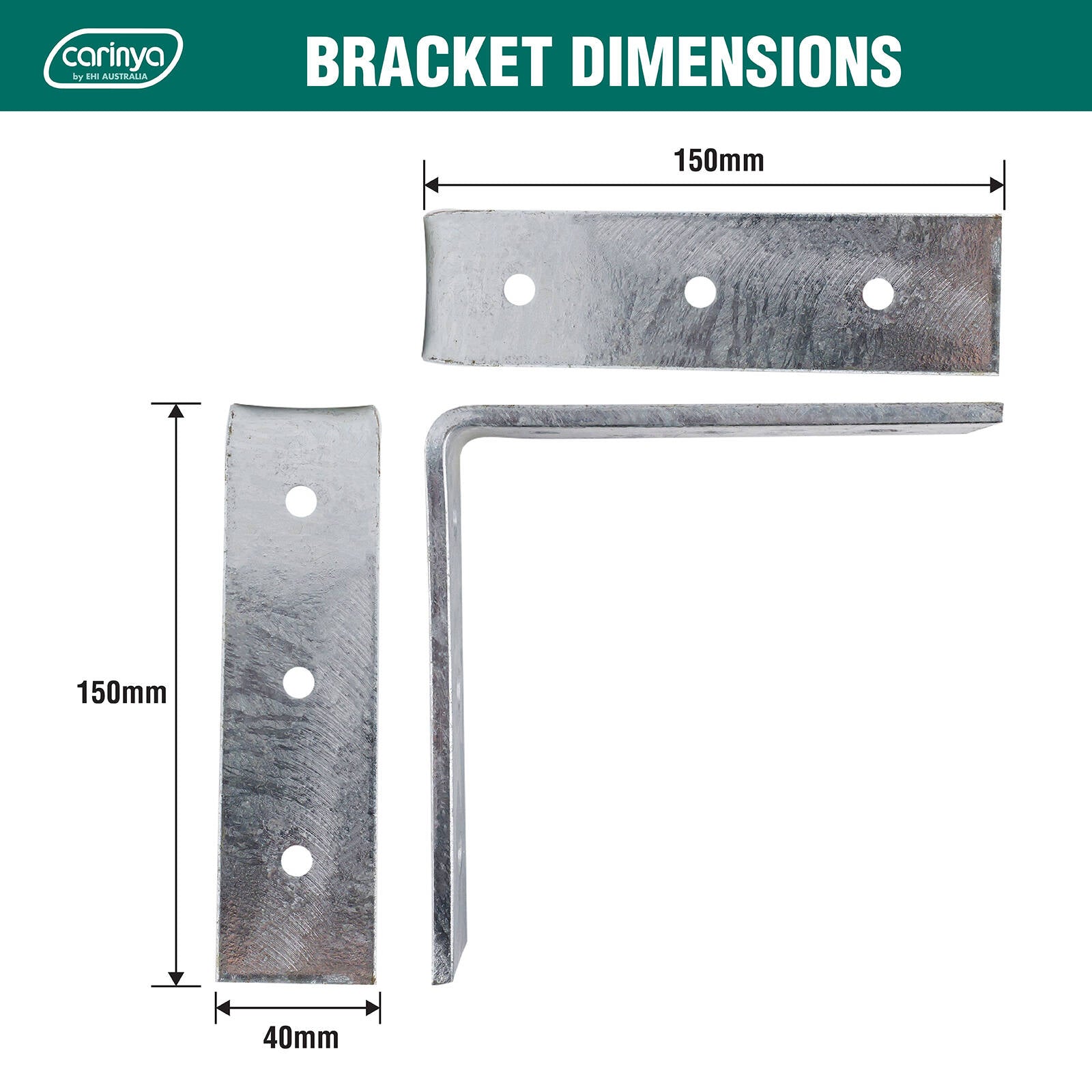 Carinya 150 x 150mm Galvanised Steel Heavy Duty Angle Bracket 150kg