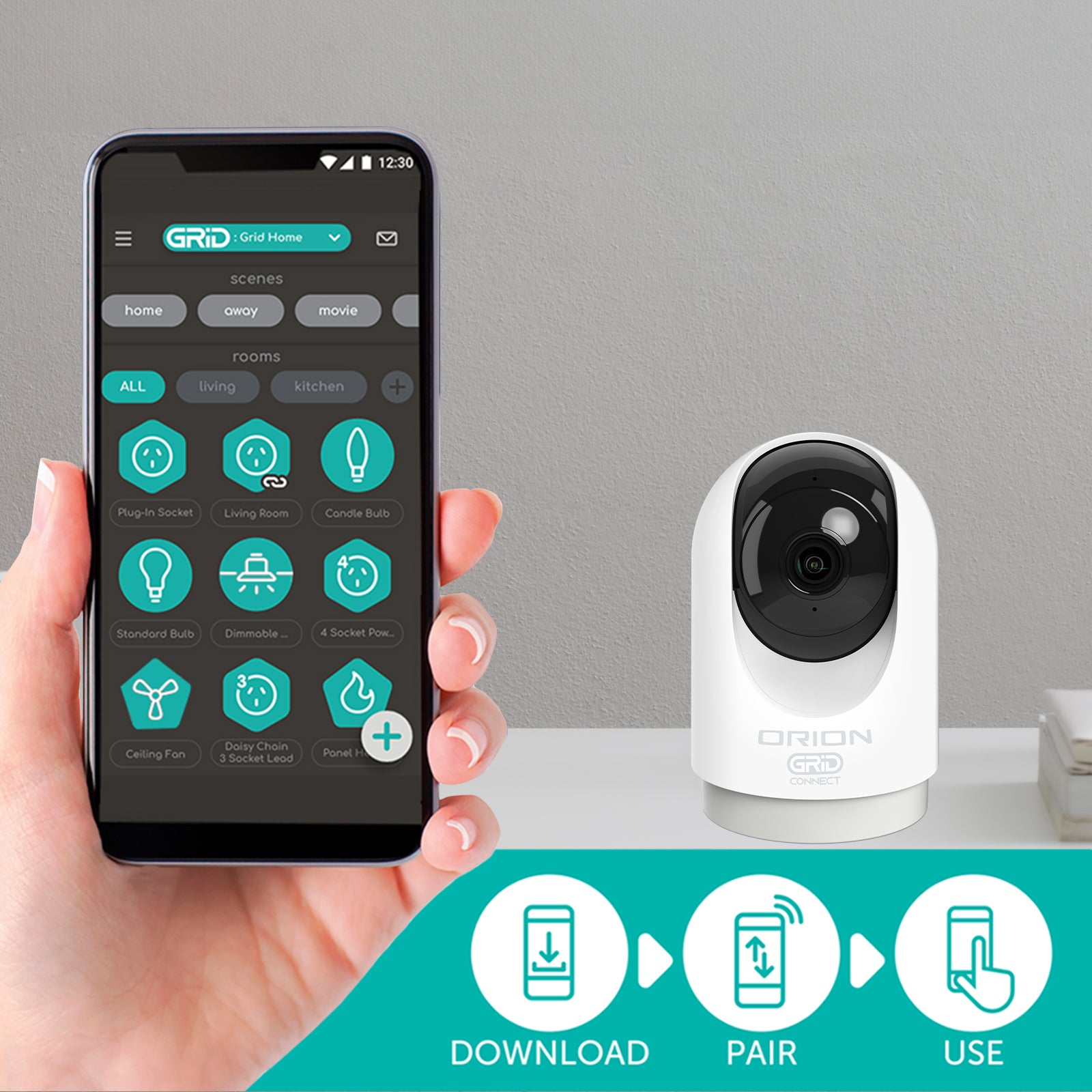 Orion Grid Connect Smart Wi-Fi Indoor Pan & Tilt 2K-Pro Security Camera SC012HA