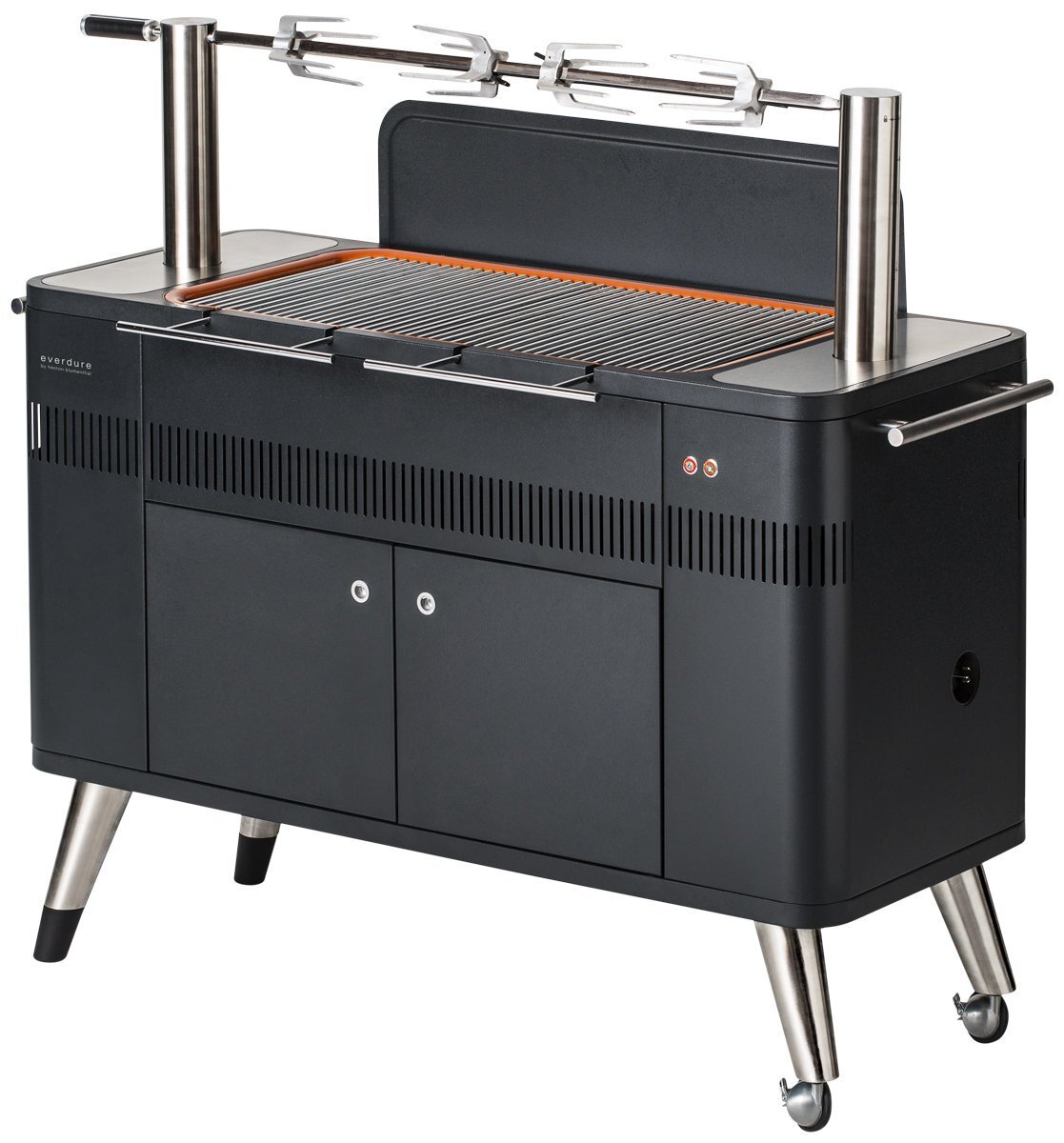 Everdure by Heston Blumenthal Hub Charcoal BBQ - Black, Electric Ignition, Rotisserie - HBCE2B