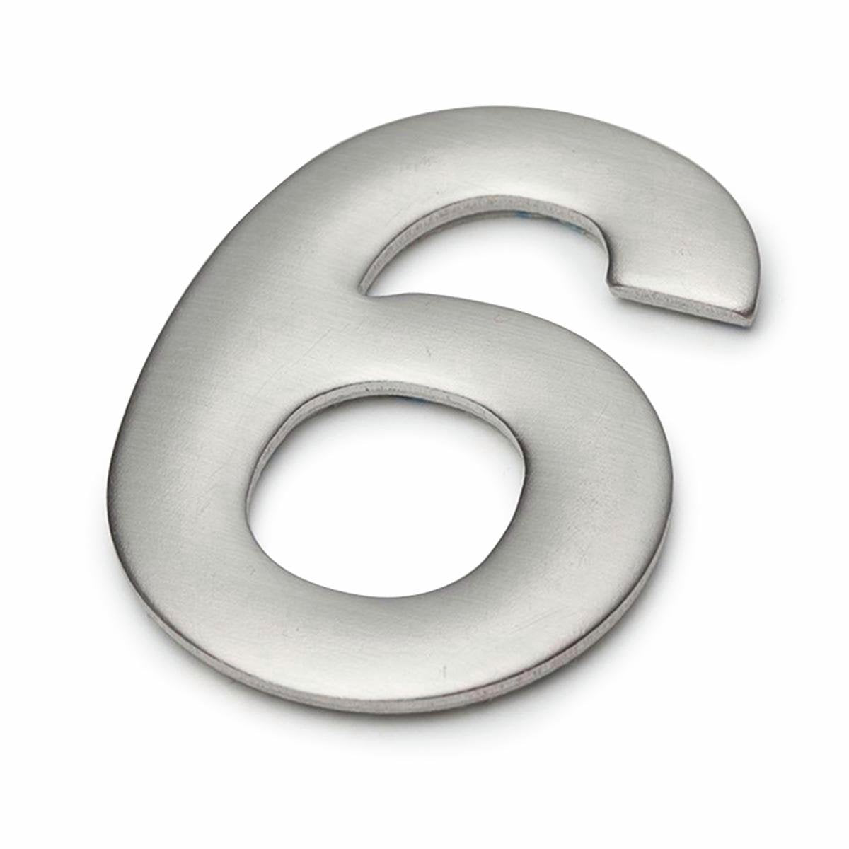 Sandleford 50mm Stainless Steel Self Adhesive House Number 6 - Silver - SuperSaverAU - view 1