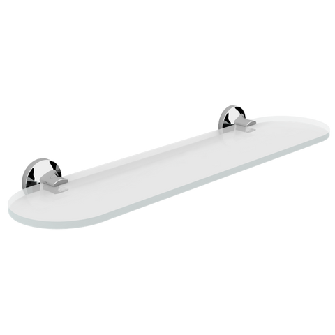 Caroma Sahara 500mm Glass Shelf, Solid Brass Chrome Wall Mount