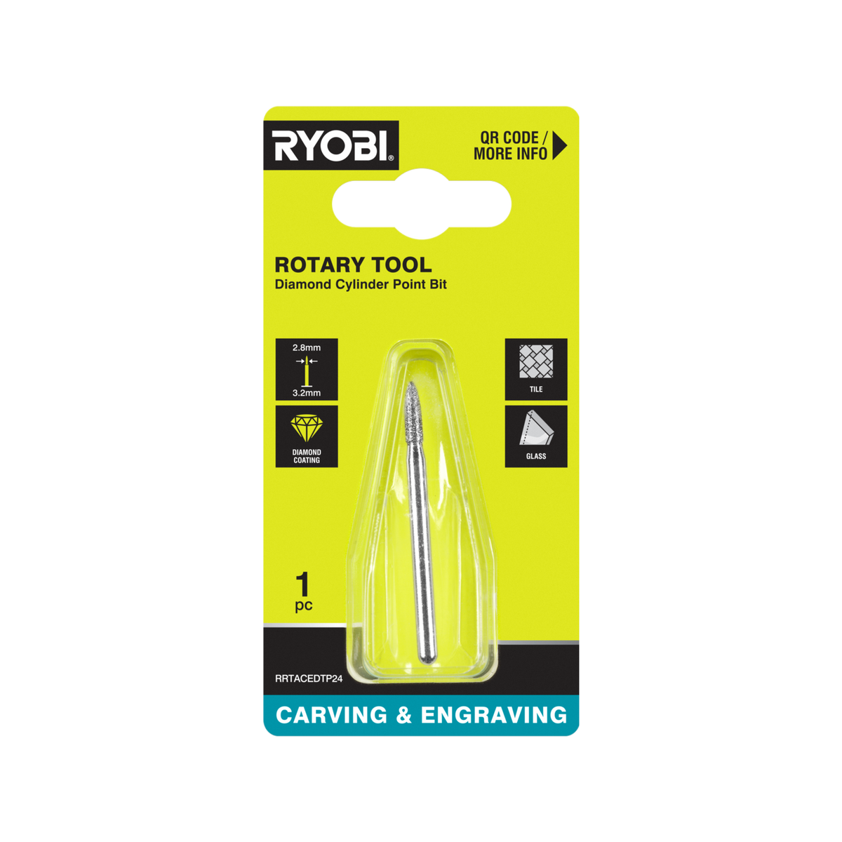 Ryobi 2.8mm Rotary Spear-Shaped Engraving Burr