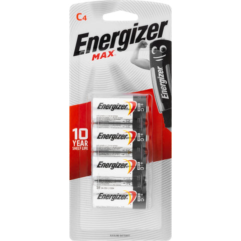 Energizer Max C Alkaline Batteries 4 Pack Long Lasting Power