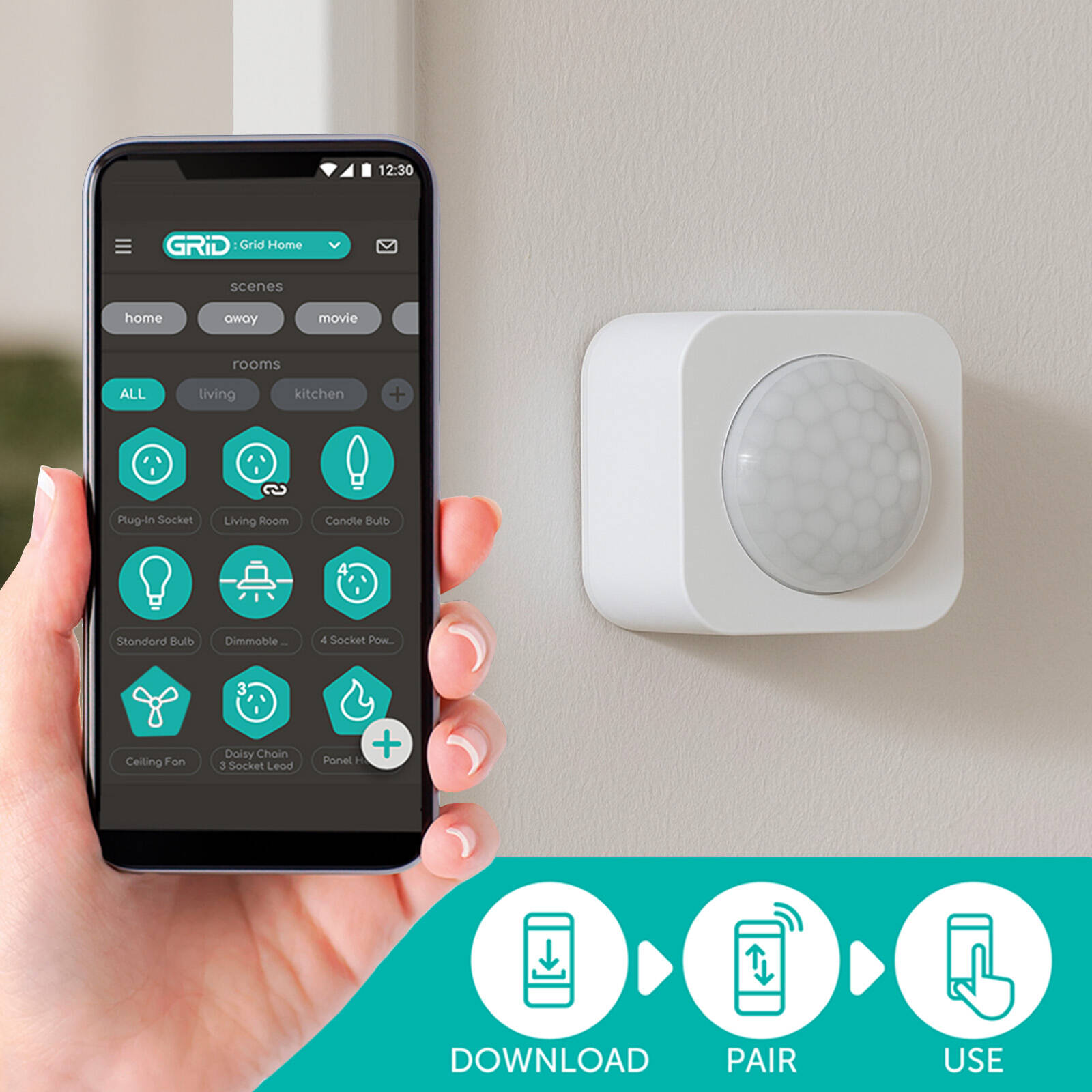 Arlec Grid Connect Smart Home Motion Sensor SG023HA White Wireless