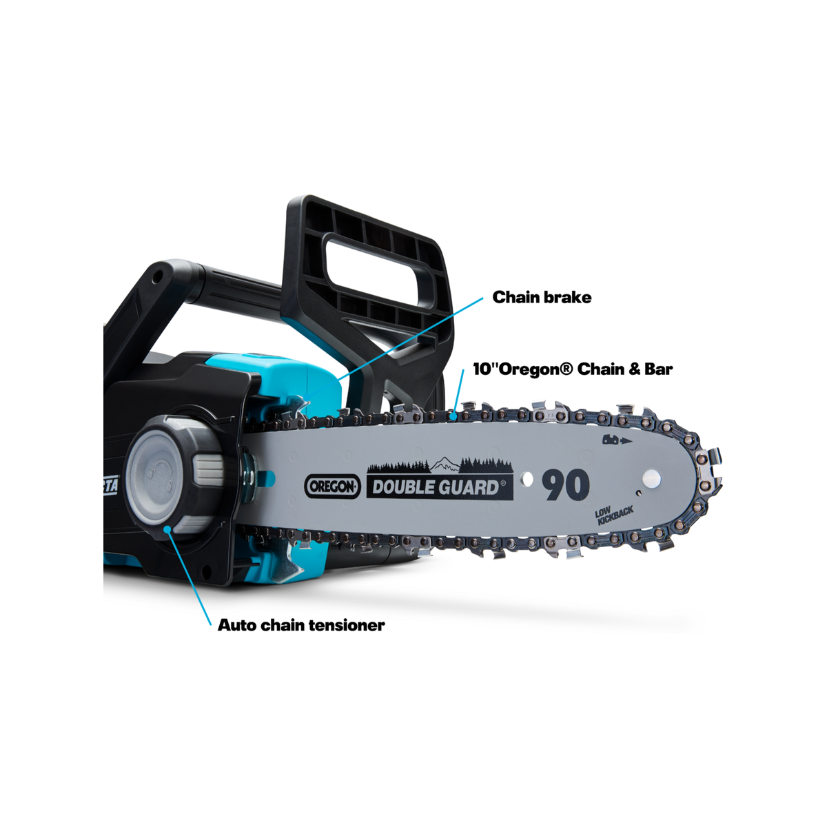 Victa 18V Cordless Li-ion Chainsaw Kit 220mm Bar with 5.0Ah Battery and Charger 1697203